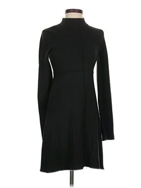 Topshop Black Long-Sleeve Fit & Flare Dress